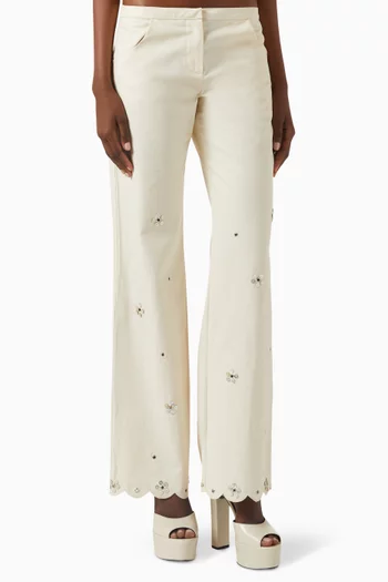 Antonella Floral-embellished Pants in Cotton