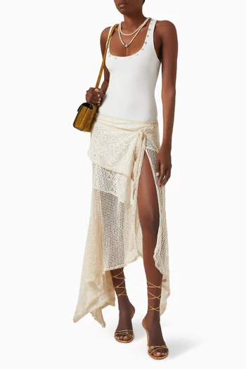 Marcela Asymmetric Maxi Dress in Jersey & Lace
