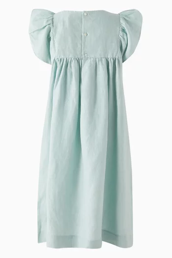 Emeraude Smocked Dress in Linen