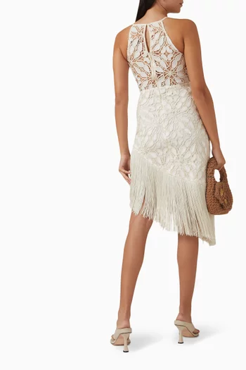 Natalie Crochet Halterneck Dress in Cotton