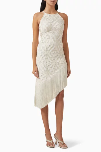 Natalie Crochet Halterneck Dress in Cotton