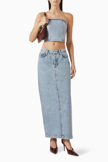 Crop Tube Top in Denim