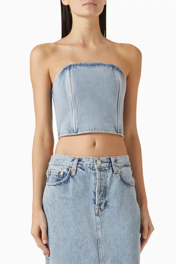 Crop Tube Top in Denim
