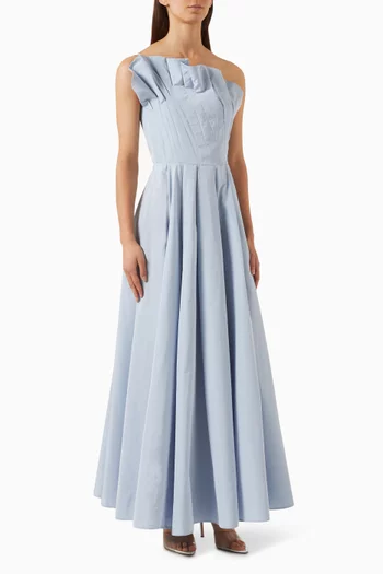 Azzurro One-shoulder Maxi Dress in Taffeta