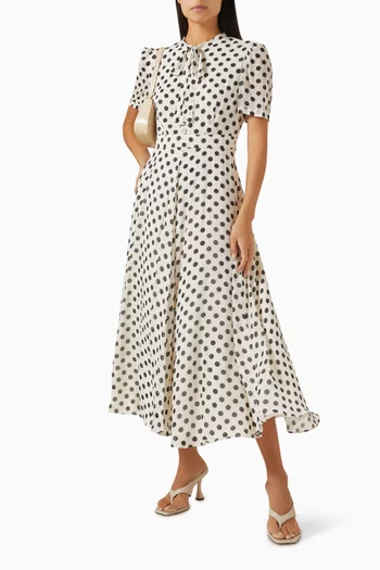 Lorenza Polka-dot Midi Dress