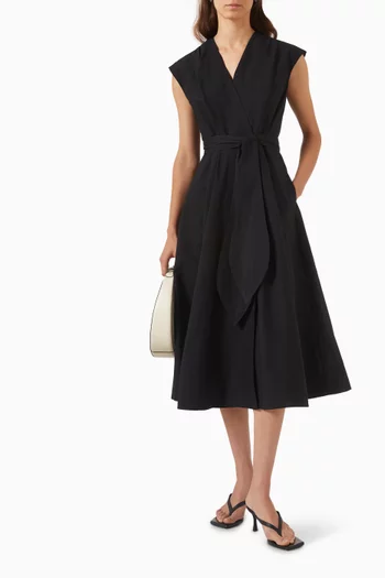 Ossola Belted Midi Dress in Cotton