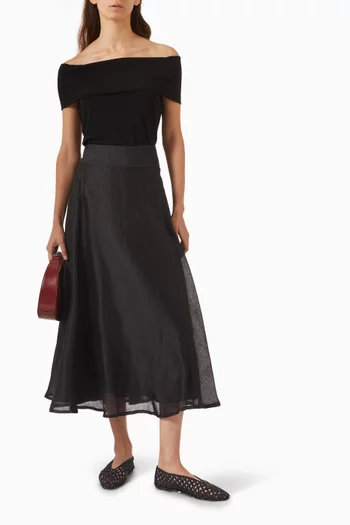 Nippon Midi Skirt in Ramie