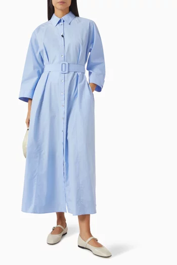 Madda Shirt Midi Dress in Cotton Poplin