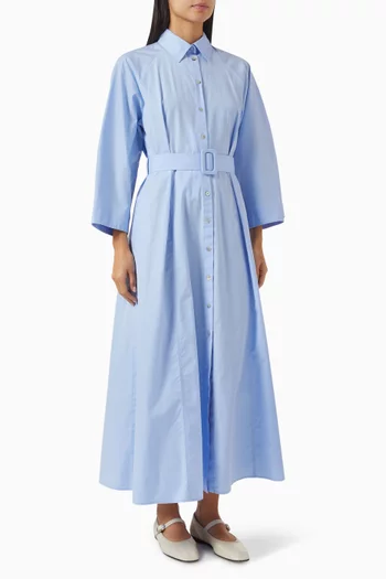 Madda Shirt Midi Dress in Cotton Poplin