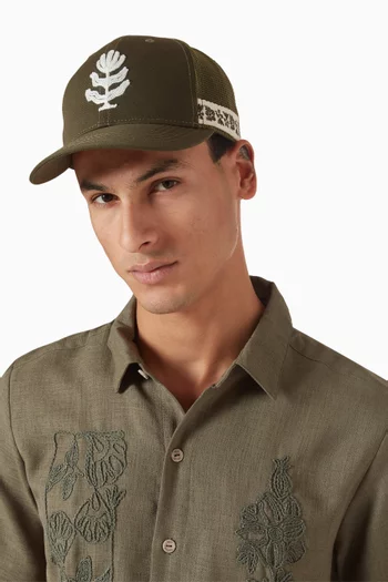 Nat Embroidered Baseball Cap in Canvas