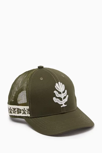 Nat Embroidered Baseball Cap in Canvas