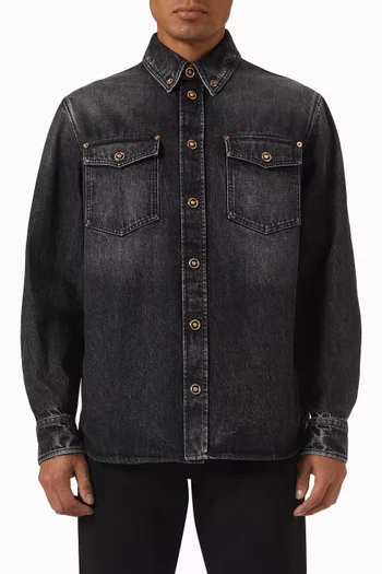 قميص دينم بلون باهت