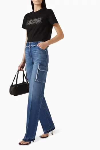 Frayed Cargo Jeans in Denim