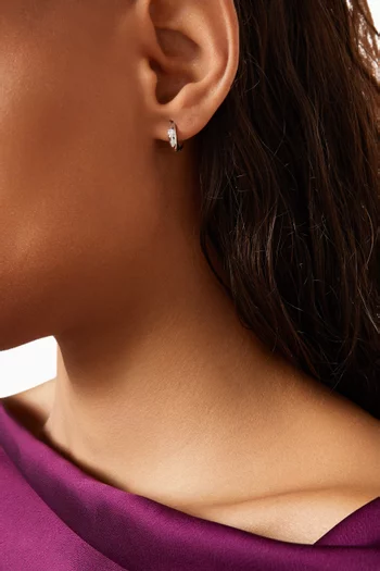 Fine Diamond Dome Huggie Earrings in 14kt Recycled White-gold