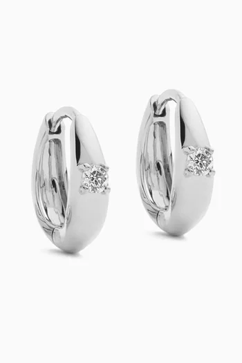 Fine Diamond Dome Huggie Earrings in 14kt Recycled White-gold