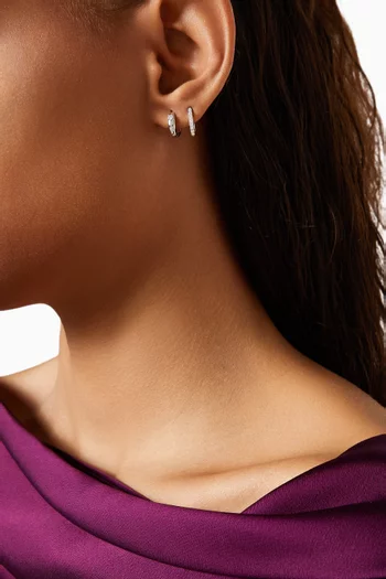 Fine Diamond Mini Ovate Earrings in 14kt Recycled White-gold