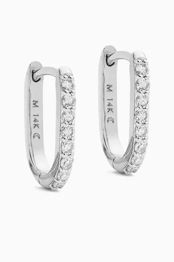 Fine Diamond Mini Ovate Earrings in 14kt Recycled White-gold