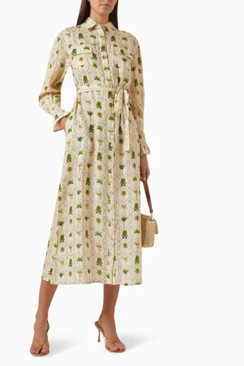 Marigold Belted Dress in Linen