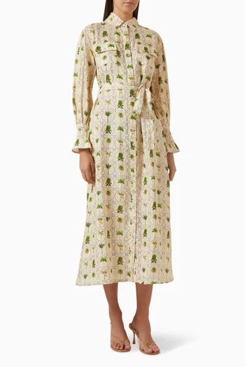 Marigold Belted Dress in Linen