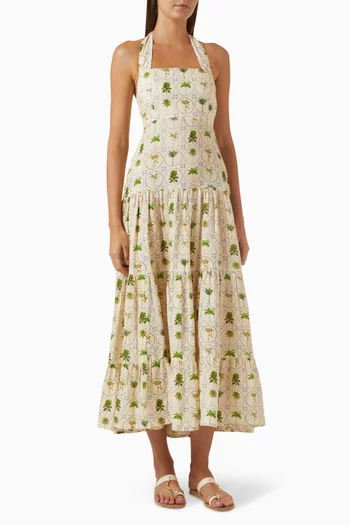 Willow Printed Dress in Linen