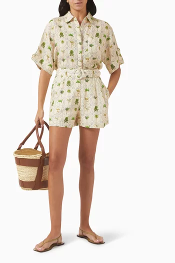 Rummy Printed Shorts in Linen