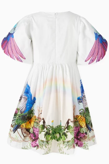 Chica Jungle-print Dress in Organic Cotton-poplin
