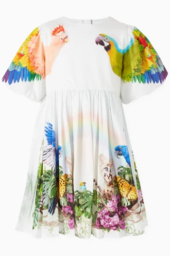Chica Jungle-print Dress in Organic Cotton-poplin