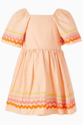 Clotilde Ric-rac Dress in Organic Cotton-poplin