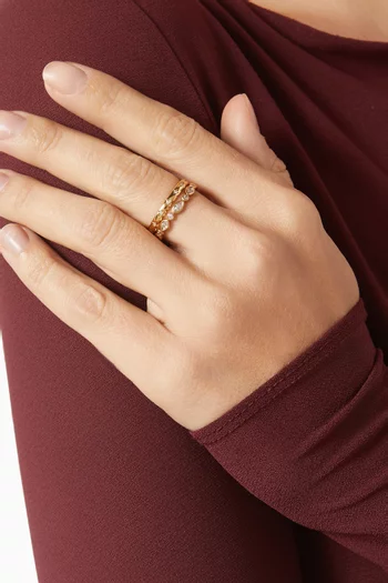 خاتم مرصع بكريستال ماركيز فضة إسترلينية مطلية ذهب عيار 18