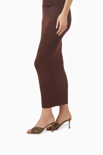 حذاء كريستال لوفر مفتوح من الخلف بكعب 75 مم قماش شبكي وجلد