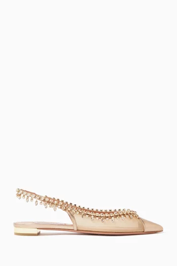 Temptation Crystal Ballet Flats in Leather & Mesh
