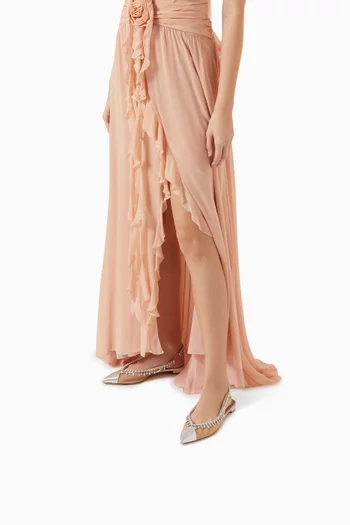 Temptation Crystal Ballet Flats in Leather & Mesh