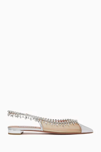 Temptation Crystal Ballet Flats in Leather & Mesh