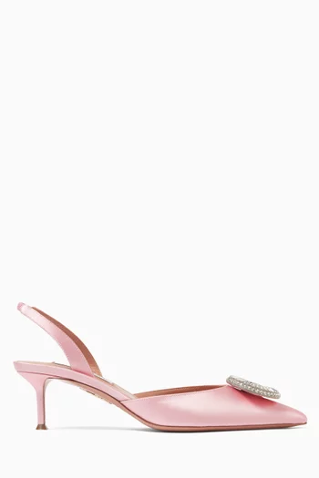 Crystal 50 Hoop Slingback Pumps in Satin