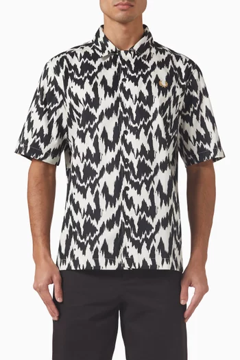 Animal Print Revere Collar Shirt in Cotton