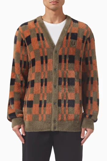 Chequerboard Cardigan in Recycled Nylon Knit