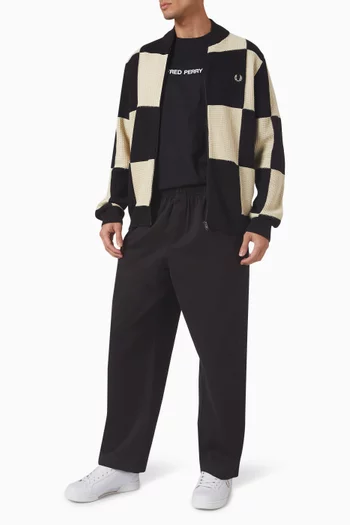 Textured Chequerboard Cardigan in Cotton-knit