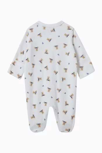 بيجاما قطعة واحدة بطبعة دب بولو قطن