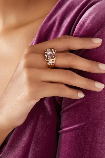 Emerald Cut Crystal Ring in Gold-tone Brass