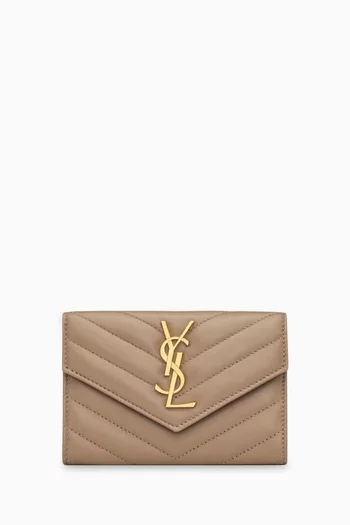 Ysl monogram small envelope wallet in grain de poudre embossed leather hot sale