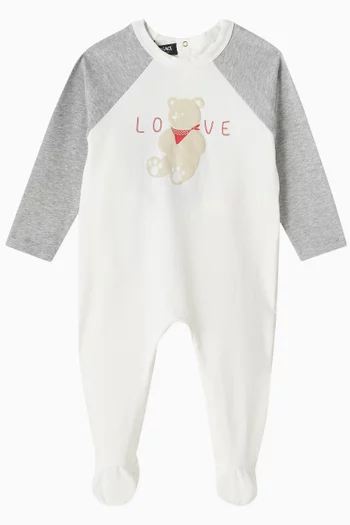 Tartan Love Teddy Baby Sleepsuit in Cotton