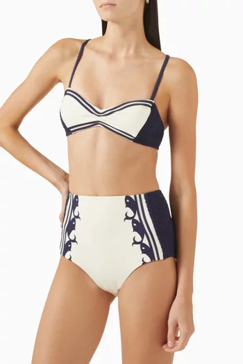 Marine Smocked Boyleg Bikini Briefs