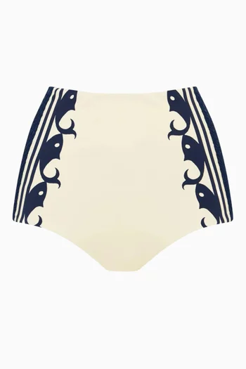 Marine Smocked Boyleg Bikini Briefs