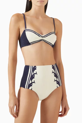 Marine Smocked Bralette Bikini Top