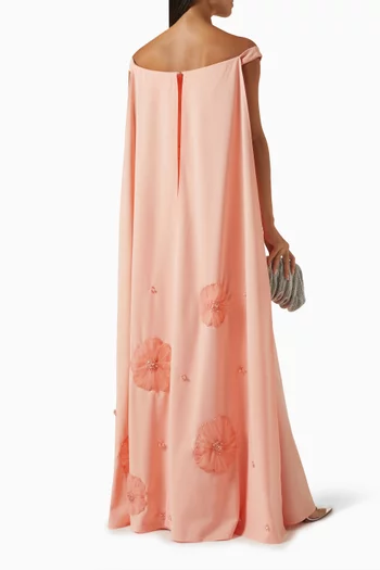 Off-shoulder Cape Gown