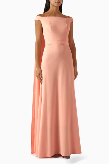 Off-shoulder Cape Gown