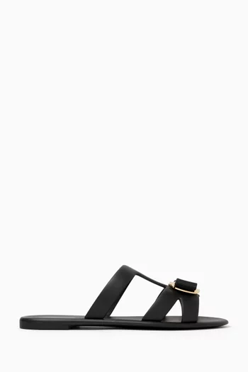 Vara Plate Strappy Slides in Rubber