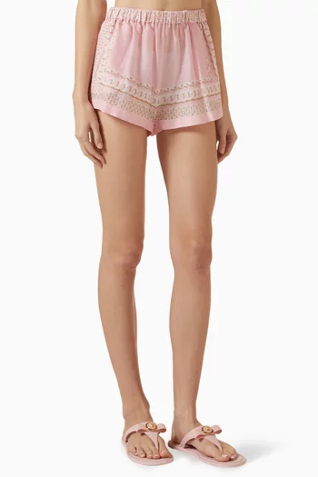 Treasure-print Shorts in Cotton Voile