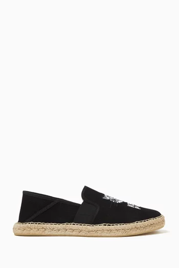 Lucky Tiger Embroidered Espadrilles in Canvas