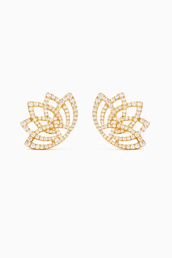Lotus Blossom Diamond Earrings in 18kt Yellow Gold